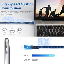 1.6ft Thunderbolt 4 Cable⚡240W⚡40G/s⚡8K⚡MacBook Mini HP Dell SSD iPhone eGPU PRO picture