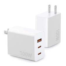 100W USB Charger Block,2Pack 3-Port PD&AC GaN Super Fast USB Charging Block W... picture