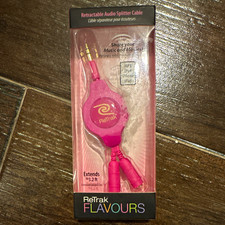 ReTrak Retractable Audio Splitter Cable 3.5mm 1:2 Pink 3.2 ft picture