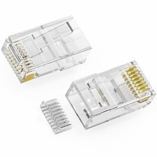 100 Pcs LOT Premium CAT6 8P8C RJ45 Modular Plug Connector End w/ Load Bar Insert picture