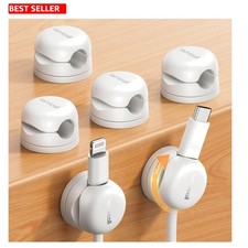 Cable Clip Organizer 6 Pk Rotatable Spring Lock Wall Desk Nightstand Office picture