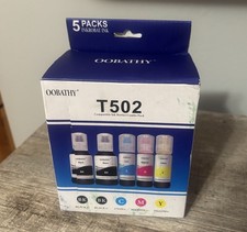 OOBATHY T502 Compatible Ink Refill Bottles 5 Pack Epson EcoTank NEW SEALED picture