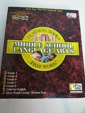 VINTAGE Pro One Middle School Language Arts Grade 4-8 CD-ROM SET W/BONUS BOOK picture