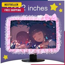 Lace Fabric Computer Frame Cover Monitor Screen Dust Cover With Elastic Pen picture