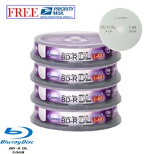 40 Pack Smartbuy Blu-ray BD-R BDR DL Dual Layer 6X 50GB Logo Record Media Disc picture