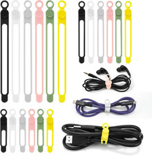 Silicone Cable Ties Reusable, 3 Sizes Cord Organizer Ties picture