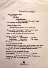 Apple “To the Crazy Ones” “Think Different” Advertising Campaign Genius T- Shirt picture