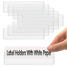 100 Pack Self Adhesive Shelf Tag Label Holders Clear Pocket 4.3x1.2 Inch picture