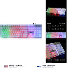 Rii RK100+ White Gaming Keyboard,USB Wired Multiple Colors Rainbow LED Backli... picture