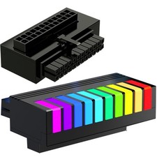 ATX 24 Pin 90 Degree Adapter, 5V 3PIN ARGB RGB 24Pin Right Angle ATX Female t... picture