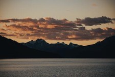 Landscape mountains water nature clouds low Custom Gaming Mat Desk picture