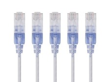 SlimRun Cat6A Ethernet Patch Cable Network RJ45 Stranded UTP 30AWG 3ft White 5pk picture