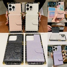 Leather Card Slot Squarenes Cover Case For S26 S23 S24 S25 FE Z Flip 4 5 6 7 picture