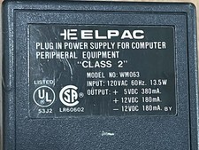 ELPAC Plug-in Class 2 Power Supply  for Computer Peripheral Equipment WM063 picture