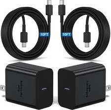2 Pack 45W Super Fast Charger Type C 10 ft USB C Wall Android Phone Cable Cord picture