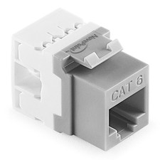 NavePoint 180 Degree Cat6 Keystone Jack, RJ45 Ethernet, Type 110 Gray, 50-Pack picture