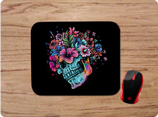 SUGAR SKULL INSPIRED FLORAL DESIGN CUSTOM MOUSE MOUSE PAD HOME OFFICE DECOR picture