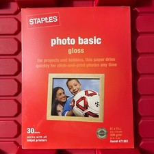 Staples Photo Basic Gloss Paper 8½” x 11” 30 Sheet Factory Sealed Brand NEW picture