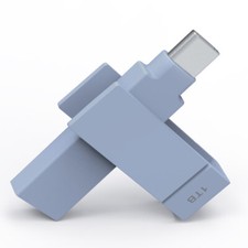 iXflash 1 TB Backup Flash Drive USB A & USB C for iPhone iPad & Computer Blue picture