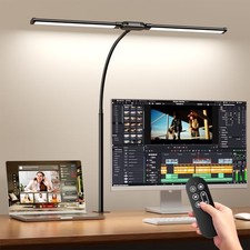 LED Desk Lamp with Clamp - Double Head Desk Light with 24