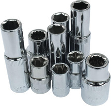 10 Pcs 1/4 & 3/8 & 1/2 Inch Drive 10Mm Shallow & Deep Socket Set, 6 Point & 12 picture