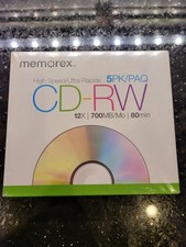 Memorex High Speed CD-RW Discs 5-Pack 12x 700MB 80 Min. Home PC Music Audio NEW picture