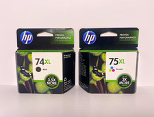 HP Genuine Original 74XL Black & 75XL Tri-Color Inkjet Ink Cartridges picture