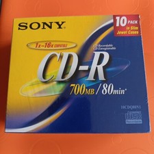 Sony High Speed CD-R 10-Pack 700MB Music 80 Min. 1-24x Speed Sealed picture