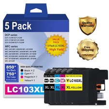 LC103XL 5PK 4 Color 2 Black Ink DCP-J152W MFC-J285DW MFC-J450DW MFC-J470DW 650DW picture