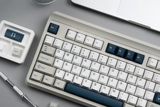 Klymra PBT Keycaps Set, Doubleshot 137 Key Caps,Cherry White Grey Blue picture