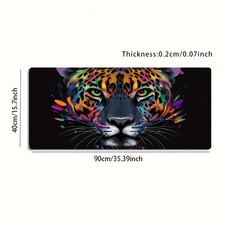 1pc Large Gaming Mouse Pad with Leopard Print & Neon Splash - Non-Slip Rubber picture