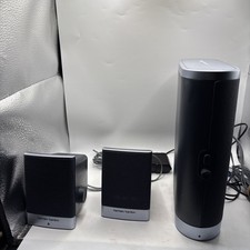  HP Harman Kardon Computer Satellite Speakers & Subwoofer 5187-2105; Turned on.  picture