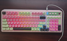 AULA S99 Wireless Gaming Keyboard Bluetooth Creamy Mechanical TriMode Pink Green picture