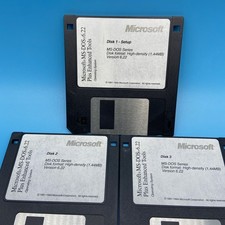 1994 Microsoft MS-DOS 6.22 Plus Enhanced Tools Complete 3 Disk Floppy Set VTG picture