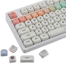 131 PCS White Cute Bear PBT DyeSub Custom Keycaps MOA Profile Fits 60100% picture