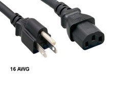 Kentek 10Ft Heavy-Duty Power Cord NEMA 5-15P/IEC320 C13 16AWG 13A SJT Universal picture