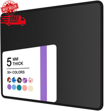 Mouse Pad, 30% Thicker Black Computer Pad, Anti-Slip Rubber Mouse Mat with Stitc picture