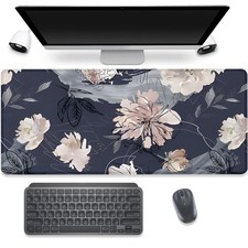 Floral Watercolor Desk Pad Mouse Mat - Large Non-Slip Gaming Mousepad 27.5
