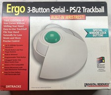 Vintage Digital Research Ergo 3-Button Serial PS/2 Trackball DRTRACKE w/Box picture