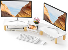 Dual Monitor Riser Adjustable Length Swivel Desktop Organizer for Laptop PC picture