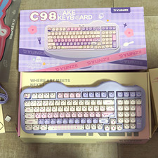 YUNZII C98 Cake Wireless Mechanical Keyboard English QWERTY - Purple/Pink/White picture