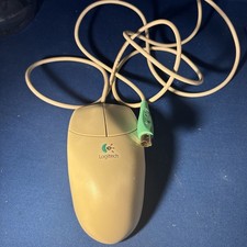  Vintage Logitech M-S34 2-Button Wired Ball Mouse PS/2 Classic Beige OEM picture
