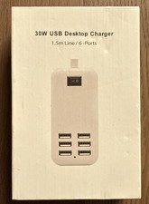 30W 6-Port USB Desktop Charger Power Strip Hub 1.5m Cable New Open Box picture