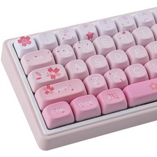 129 PCS Cherry Blossom Pink Sakura MOA Keycaps PBT Dye Sub For MX Switches picture