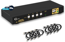 Cklau Kvm Switch Hdmi 4 Port Wit Audio And 4 Kit Cables, 4 Port Hdmi K picture