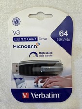 Verbatim Store 'n' Go V3 64 GB USB Flash Drive USB 3.2 Gen 1 Microban Black NEW picture