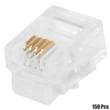 150 Pcs RJ11 6P4C Modular Plug Connector Crimp On For Round Solid Cable Wire picture
