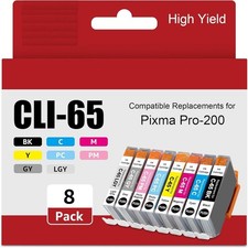 8 Pack Compatible For Canon CLI-65 Color Ink for PIXMA Pro-200 Printer #4215C007 picture