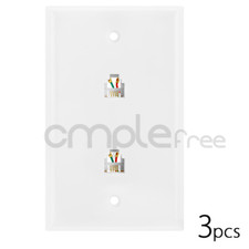 3x Phone Wall Plate RJ11 RJ12 Double Telephone Modular Duplex CAT3 6P 4C NEW picture