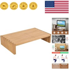 Compact Solid Wood Monitor Riser - Stylish Desk Organizer for Home Office 39cm picture